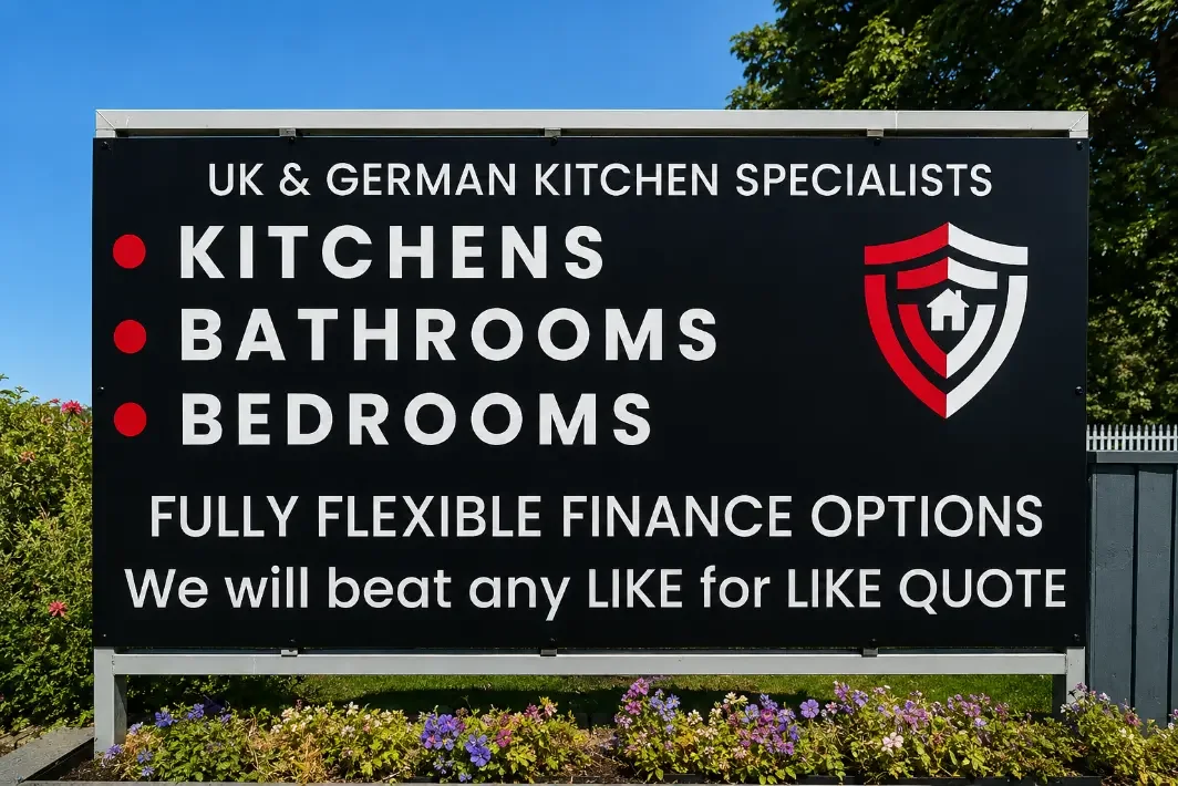 Ultimate Home Solutions showroom sign at Glencairn Industrial Estate